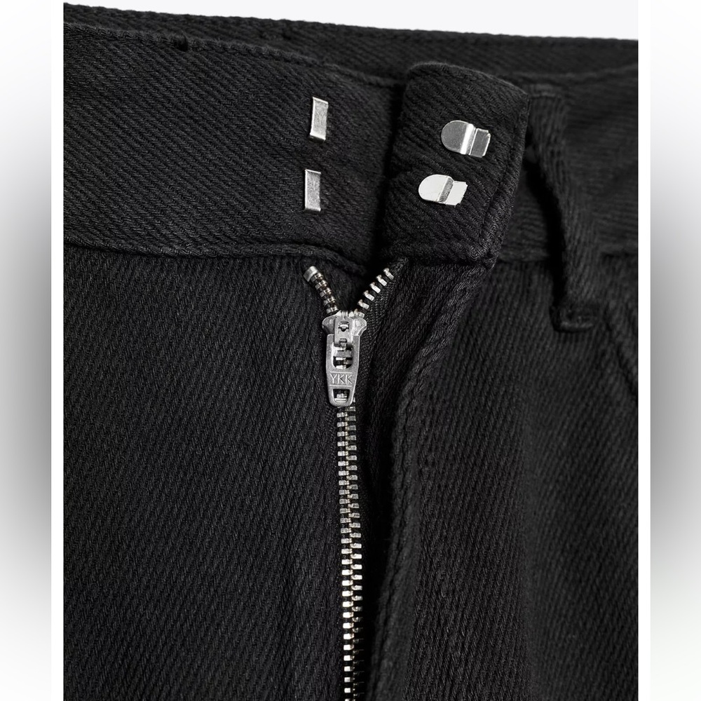 Zara NWT black denim jeans wide leg 100% cotton - Picture 2 of 10